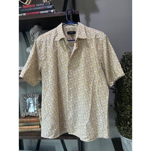 Nordstrom Westzeroone Brentley Short Sleeve Shirt Yellow Mens Size Large - Picture 1 of 6